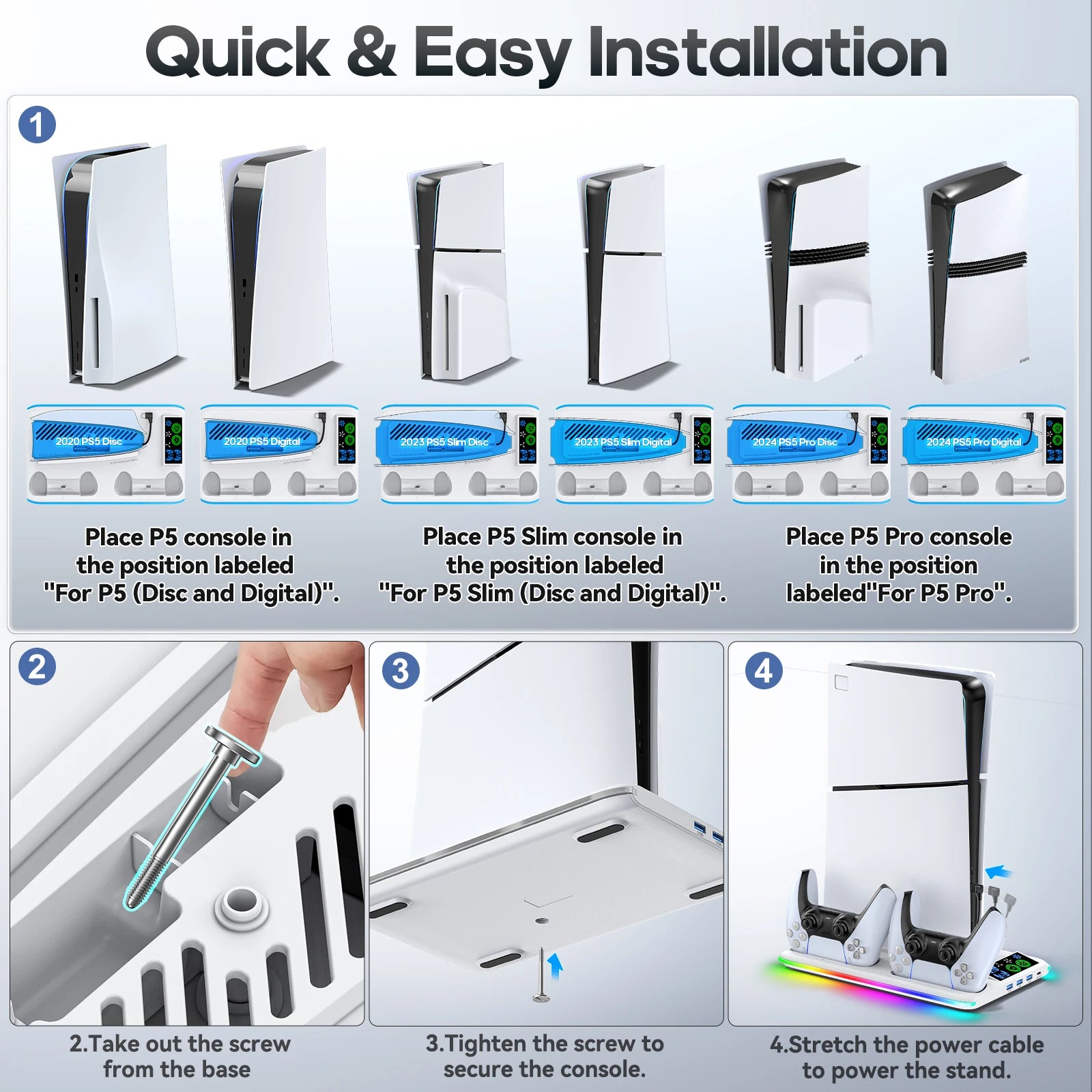 Support PS5  Refroidissez, rechargez et organisez avec style !
